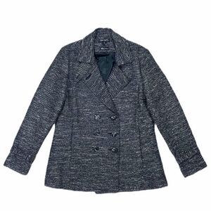 Vintage Spiegel Black Silver Metallic 3 Button Double Breasted Peacoat Size‎ 10